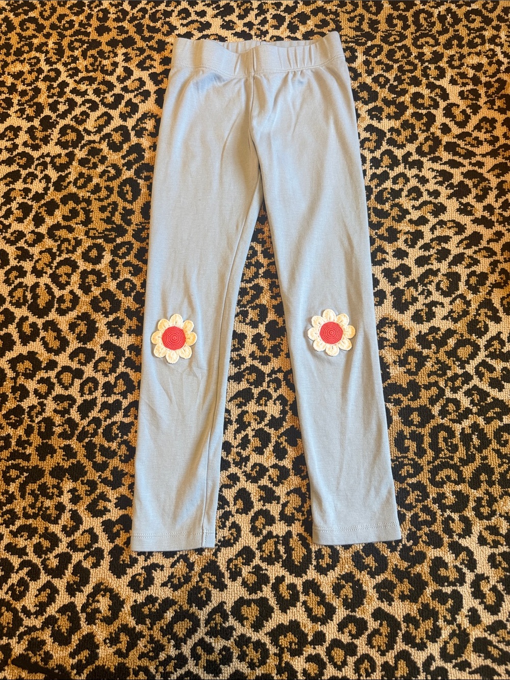 bella bliss Light Blue Leggings with Flower Knee Patches, size 10